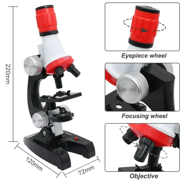 1200X Monocular Optical Microscope Elementary School Children Science Biology Microscope Digital Monocular Microscope Toys Gifts - Image 5