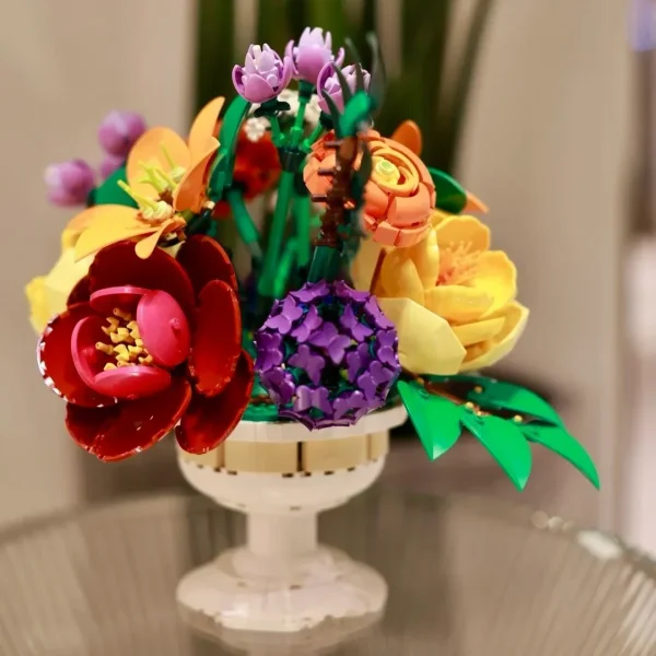 NEW 2025 Flower Bad Bouquet Building Blocks Creative Home Desk Plant Decoration Assemble Bricks Toys Gift For Girl 1161pcs - Image 3