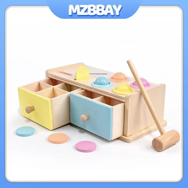 Montessori Wooden Multifunction Toys Color Spinning Coin Box Wooden Toys Children Puzzle Sensory Early Education Game Toys Gift - Image 2