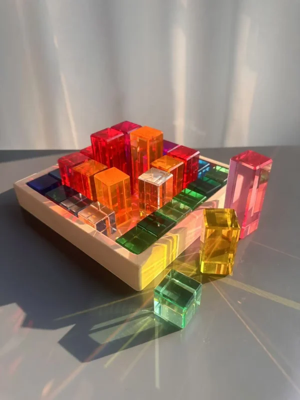 New Design Montessori Toys See Through Rainbow Lucite Stacking Blocks Acrylic HighTransparent for Kids Open Play - Image 5