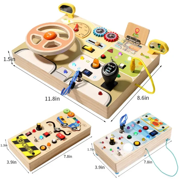 Montessori Busy Board Children Toys Led Light Switch Simulate Car Steering Wheel Travel Activities Sensory Game Educational Toys - Image 6