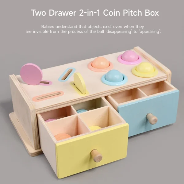 Montessori Wooden Multifunction Toys Color Spinning Coin Box Wooden Toys Children Puzzle Sensory Early Education Game Toys Gift - Image 5