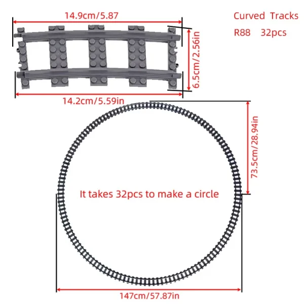 City Trains Switch Flexible Tracks Straight Curved Rails Crossing Flexible High-Speed Railway Viaduct Building Block Bricks Toys - Image 5