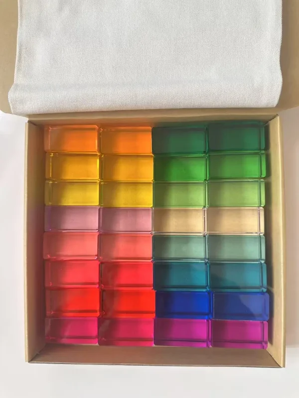 New Design Montessori Toys See Through Rainbow Lucite Stacking Blocks Acrylic HighTransparent for Kids Open Play - Image 6