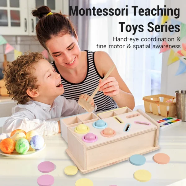 Montessori Wooden Multifunction Toys Color Spinning Coin Box Wooden Toys Children Puzzle Sensory Early Education Game Toys Gift - Image 3