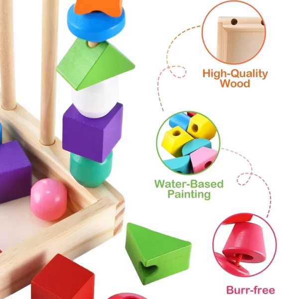 Baby Wooden Toys Kids Early Educational Toys Child Hand-Eye Coordination Puzzle Toys Category Stacked Colorful Beaded Play Gift - Image 6